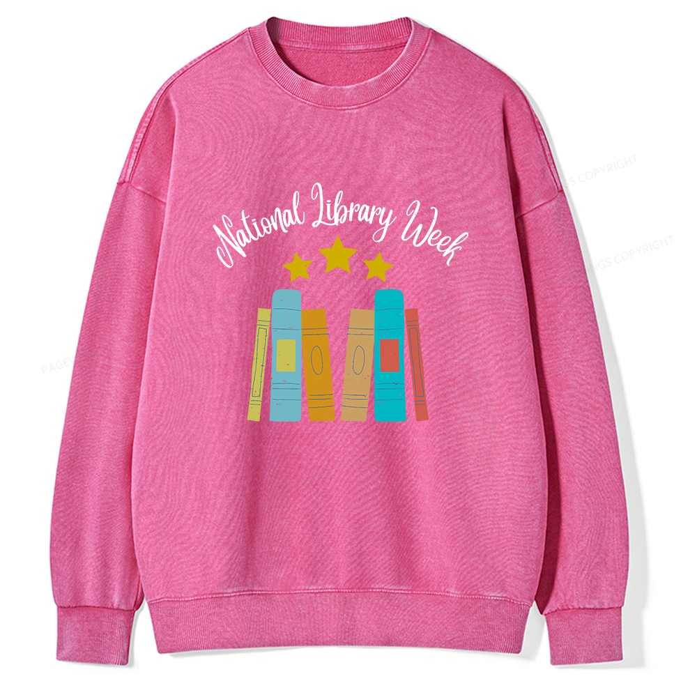 Pagewings National Library Week Unisex Washed Sweatshirt