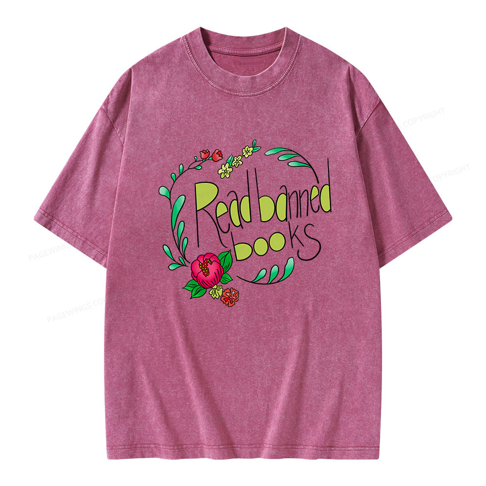 Pagewings Read Banned Books Unisex Washed T-shirt