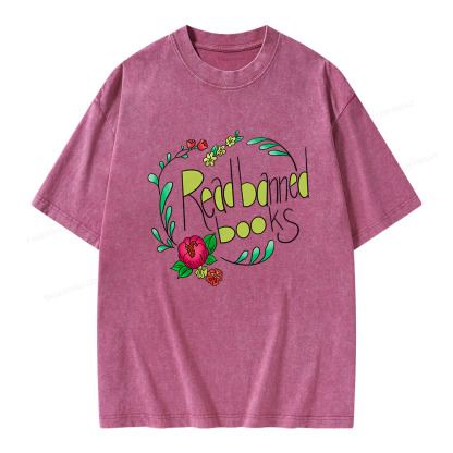 Pagewings Read Banned Books Unisex Washed T-shirt