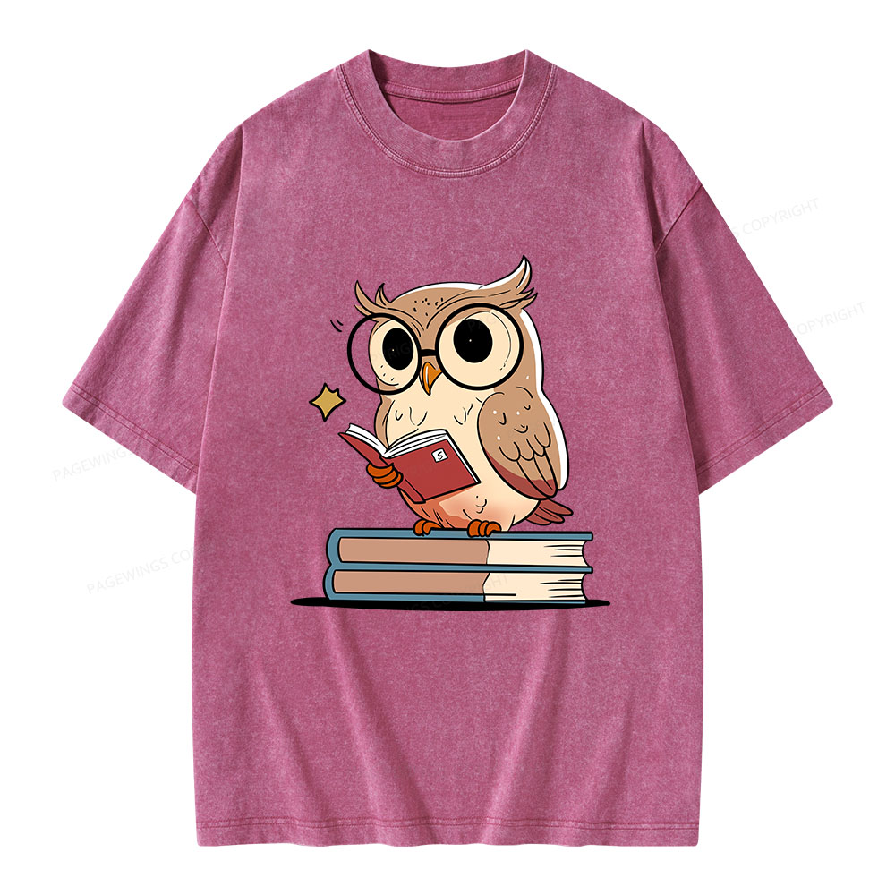 Pagewings The Owl Reader Unisex Washed T-shirt