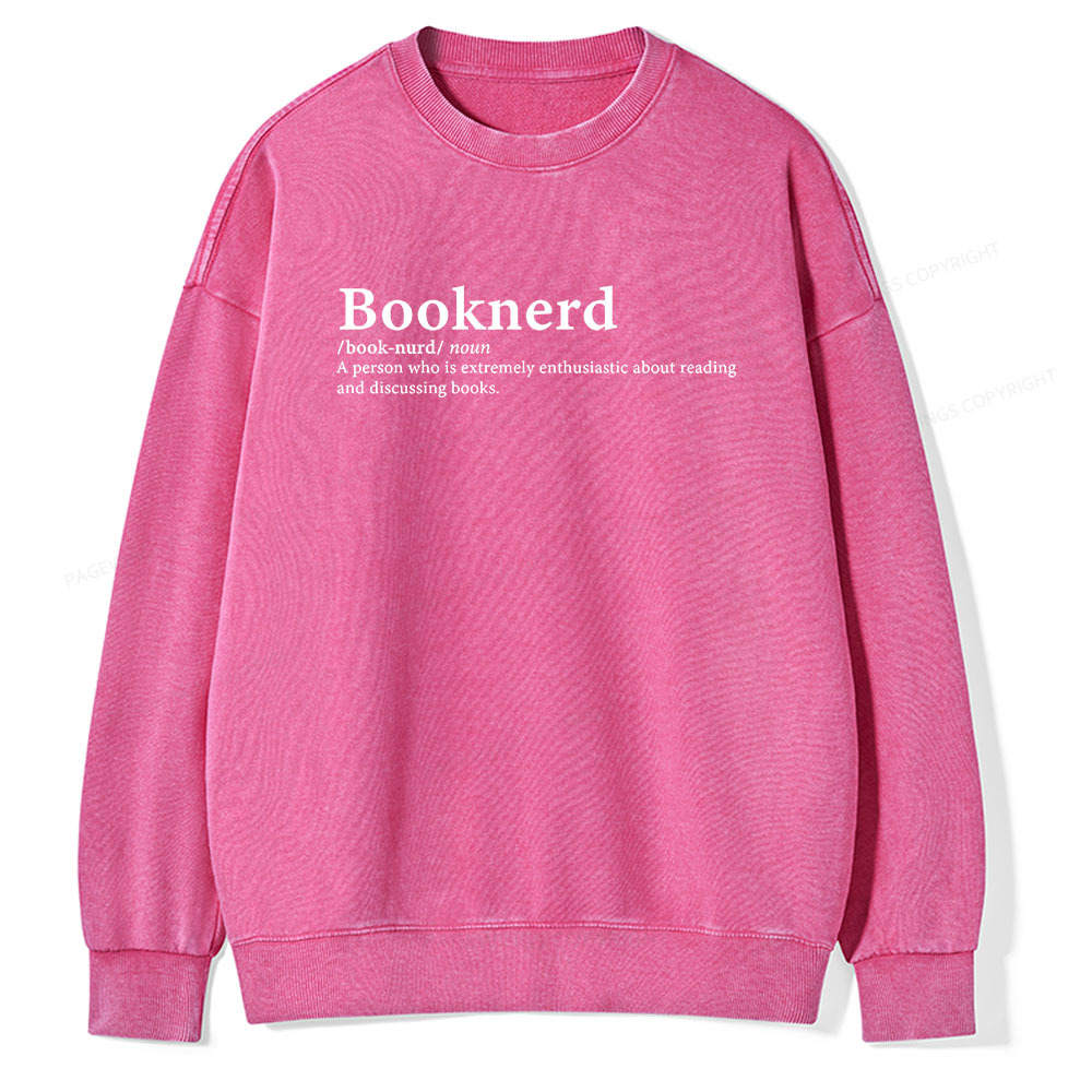 Pagewings Booknerd Book Lover Enthusiast Unisex Washed Sweatshirt