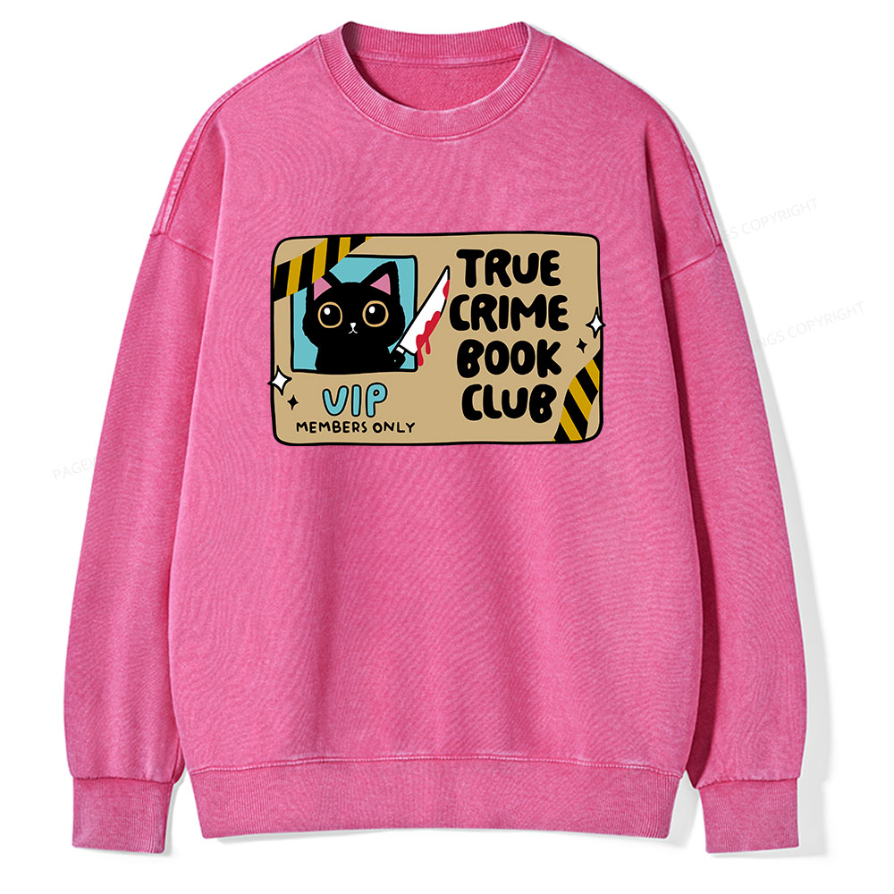 Pagewings True Crime Book Club Unisex Washed Sweatshirt