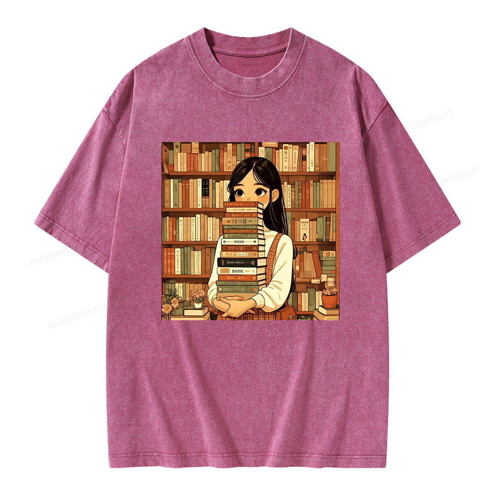 Pagewings A Girl Who Loves To Read Unisex Washed T-shirt