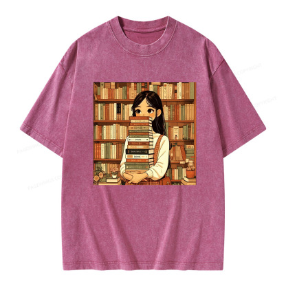 Pagewings A Girl Who Loves To Read Unisex Washed T-shirt