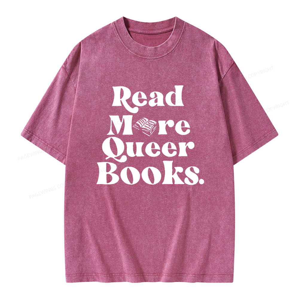 Pagewings Read More Queer Books Unisex Washed T-shirt