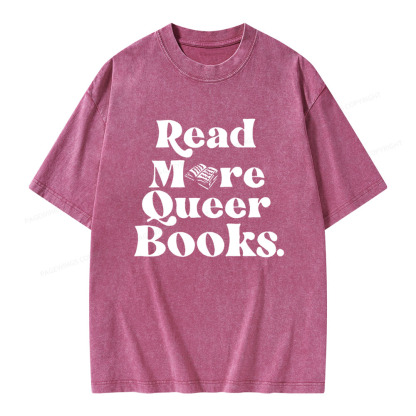 Pagewings Read More Queer Books Unisex Washed T-shirt