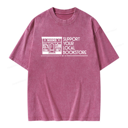 Pagewings Support Your Local Bookstore Unisex Washed T-shirt