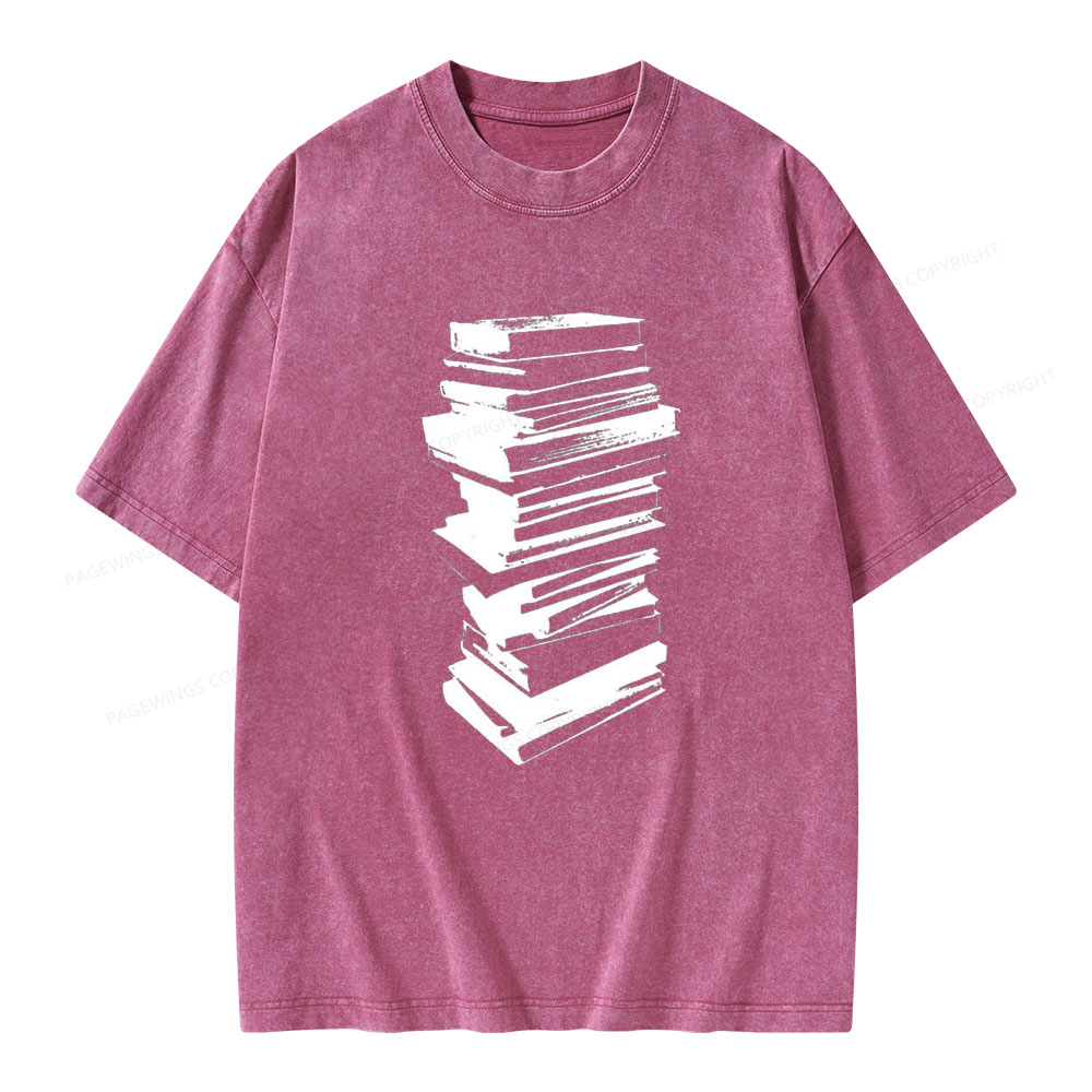 Pagewings Stack of Books Unisex Washed T-shirt