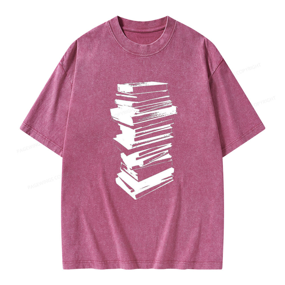 Pagewings Stack of Books Unisex Washed T-shirt