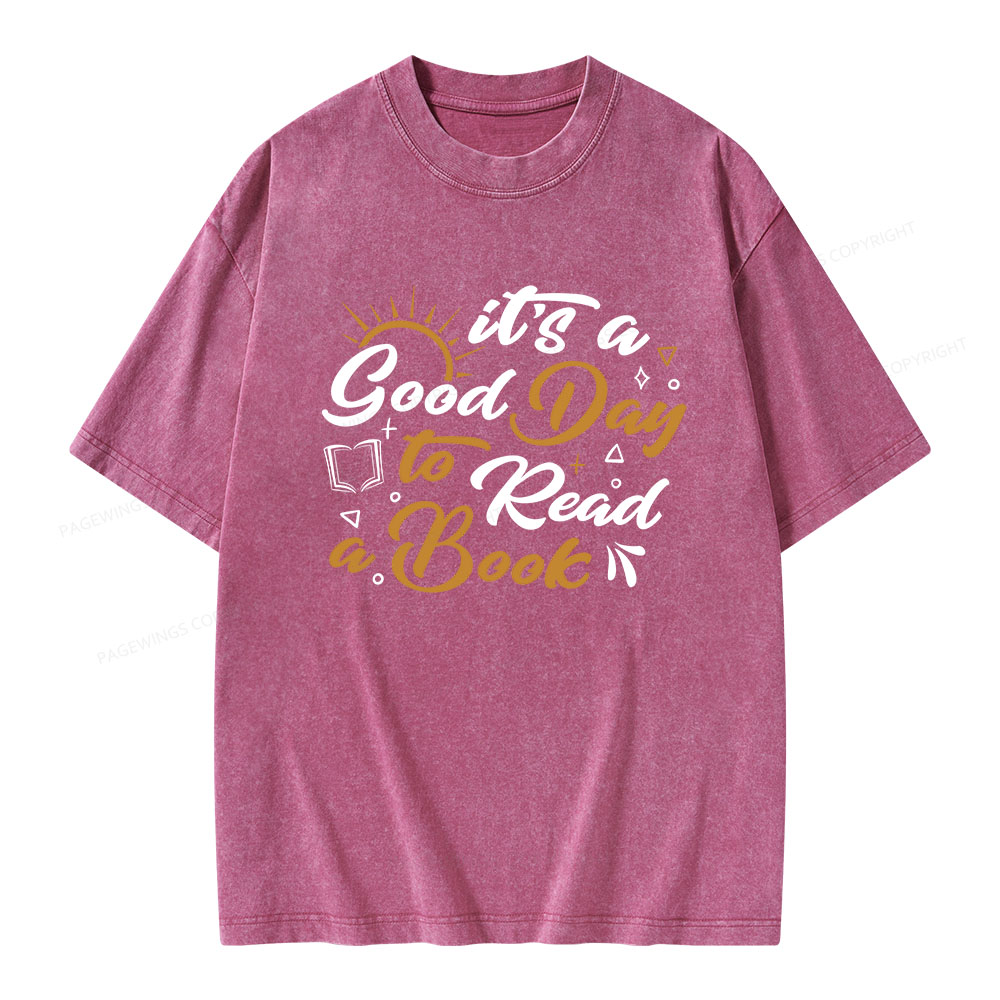 Pagewings It's A Good Day To Read A Book Unisex Washed T-shirt