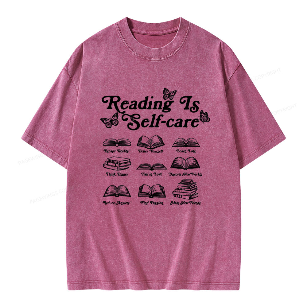 Pagewings Reading Is Self-care Unisex Washed T-shirt