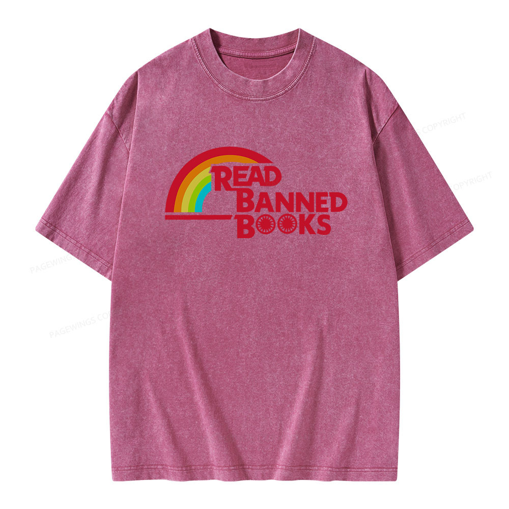 Pagewings Read Banned Books Unisex Washed T-shirt