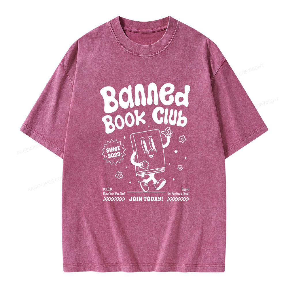 Pagewings Banned Book Club Unisex Washed T-shirt