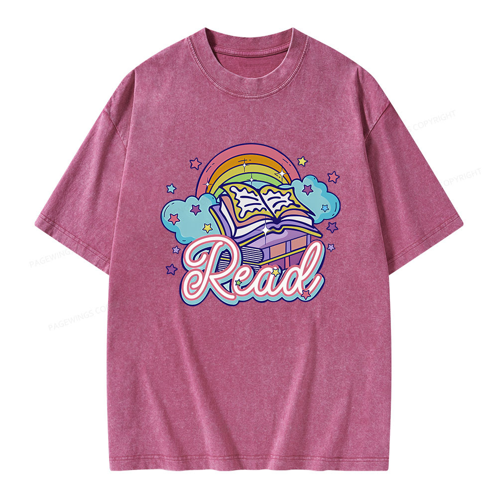 Pagewings Rainbow Book Lover Unisex Washed T-shirt