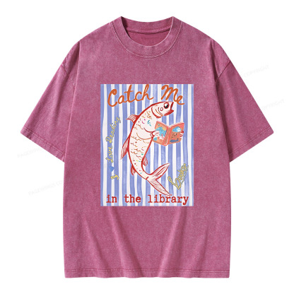 Pagewings Catch Me In The Library Unisex Washed T-shirt