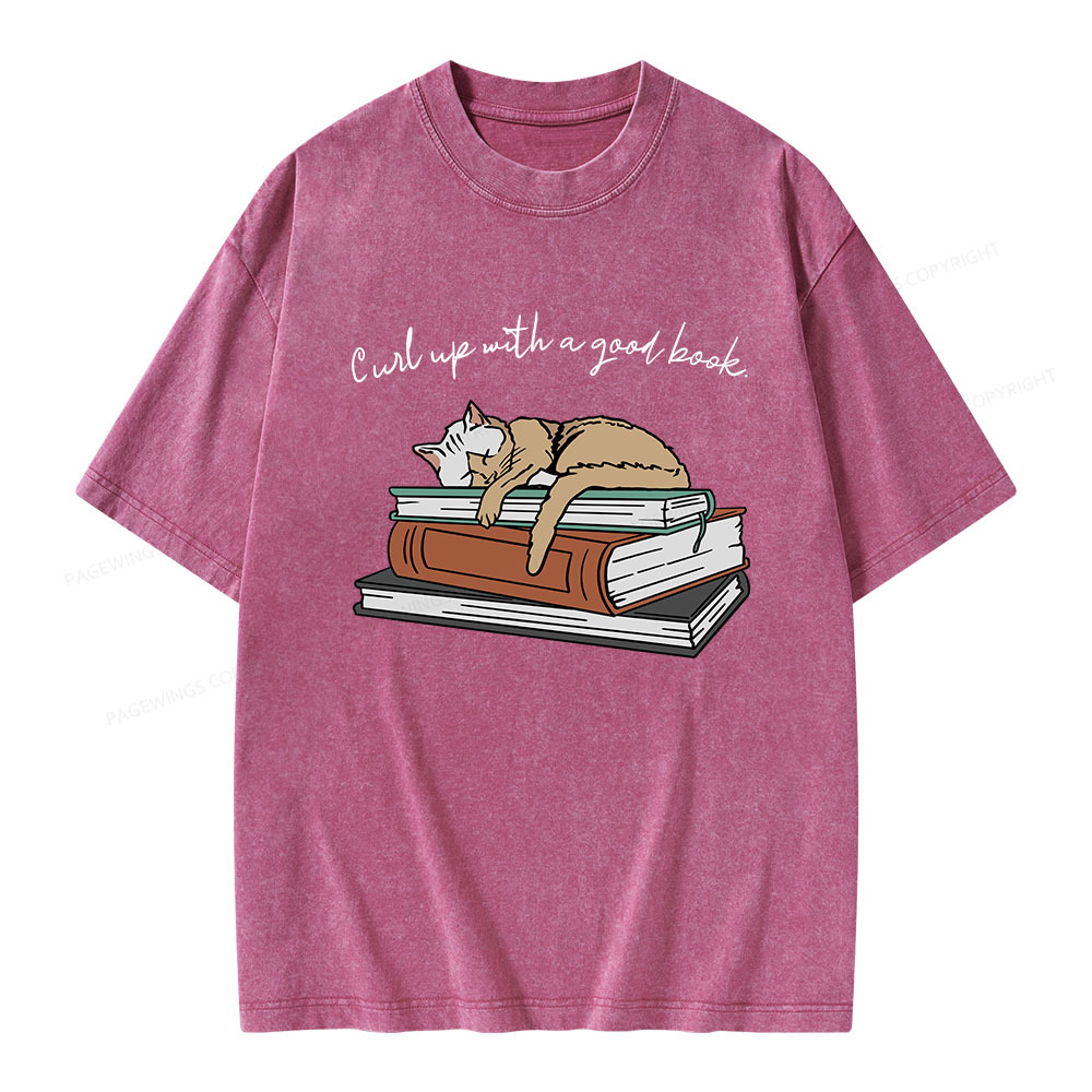 Pagewings Curl Up with a Good Book Unisex Washed T-shirt