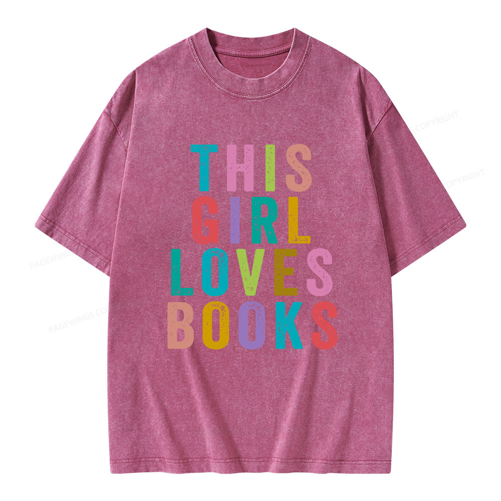 Pagewings This Girl Loves Books Unisex Washed T-shirt