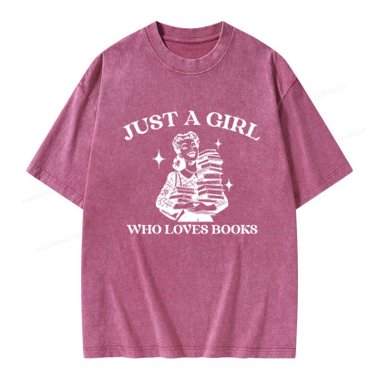 Pagewings Just A Girl Who Loves Books Unisex Washed T-shirt