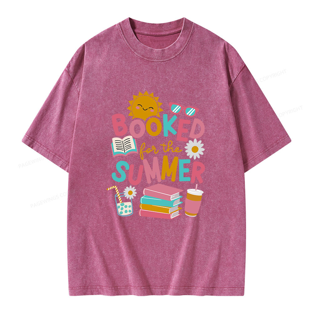 Pagewings Booked For The Summer Unisex Washed T-shirt