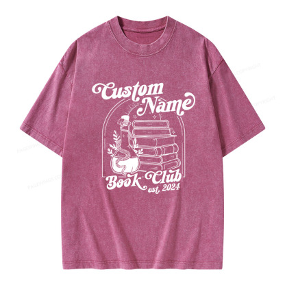 Pagewings Personalized Custom Book Club Unisex Washed T-shirt