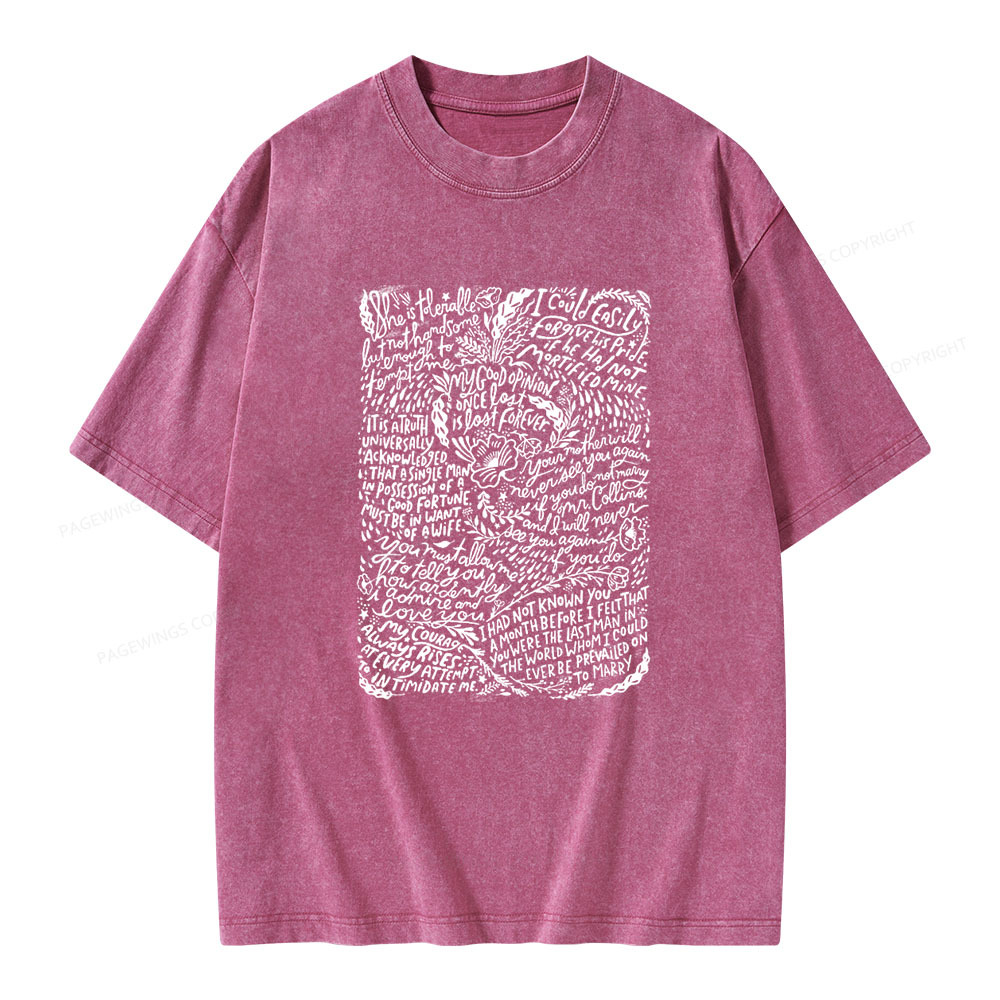 Pagewings Pride and Prejudice Unisex Washed T-shirt