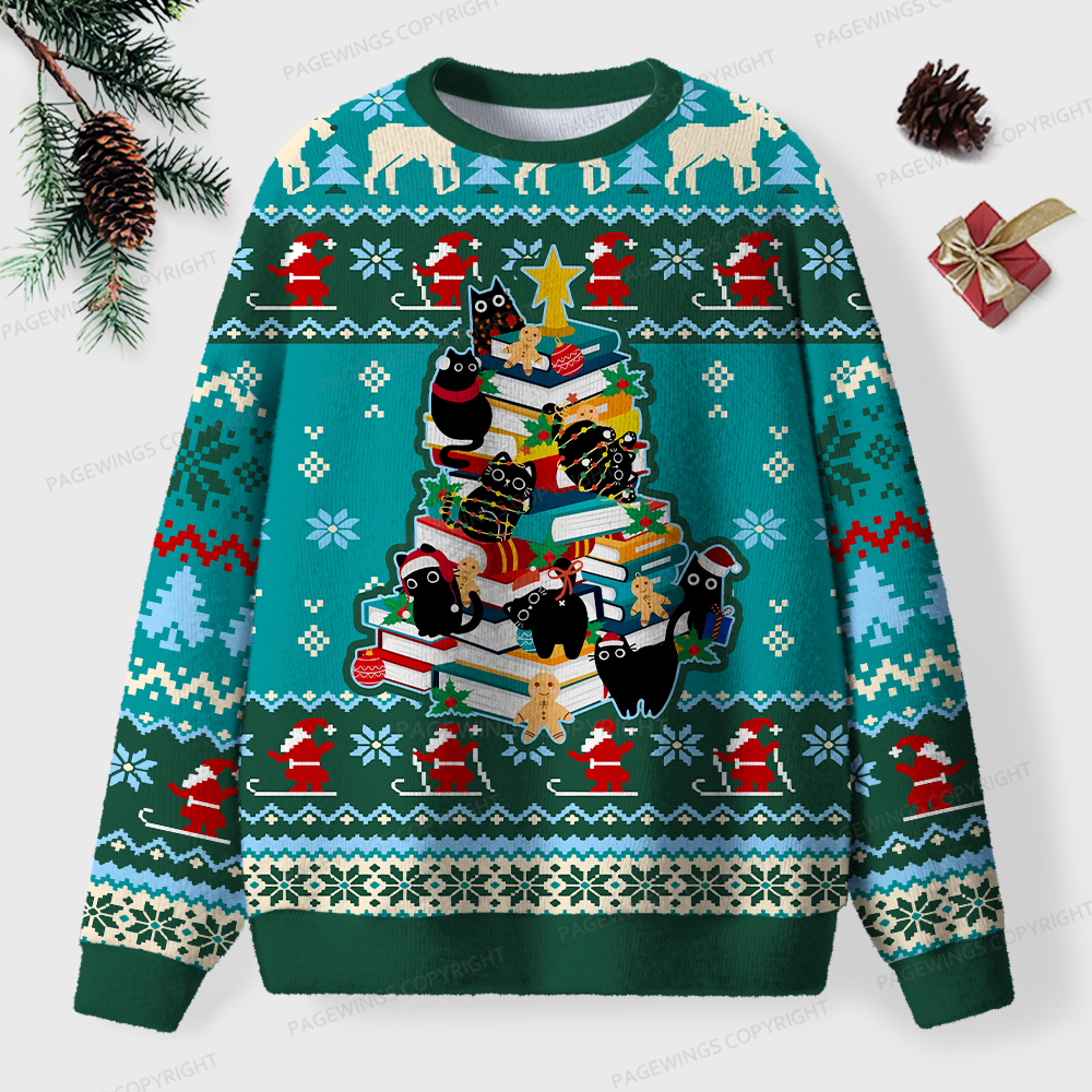 Pagewings Christmas Cat Unisex Ugly Knit Sweatshirt