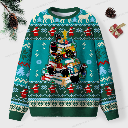 Pagewings Christmas Cat Unisex Ugly Knit Sweatshirt