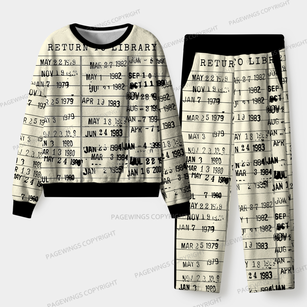 Pagewings Library Card Unisex Flannel Pajama Set