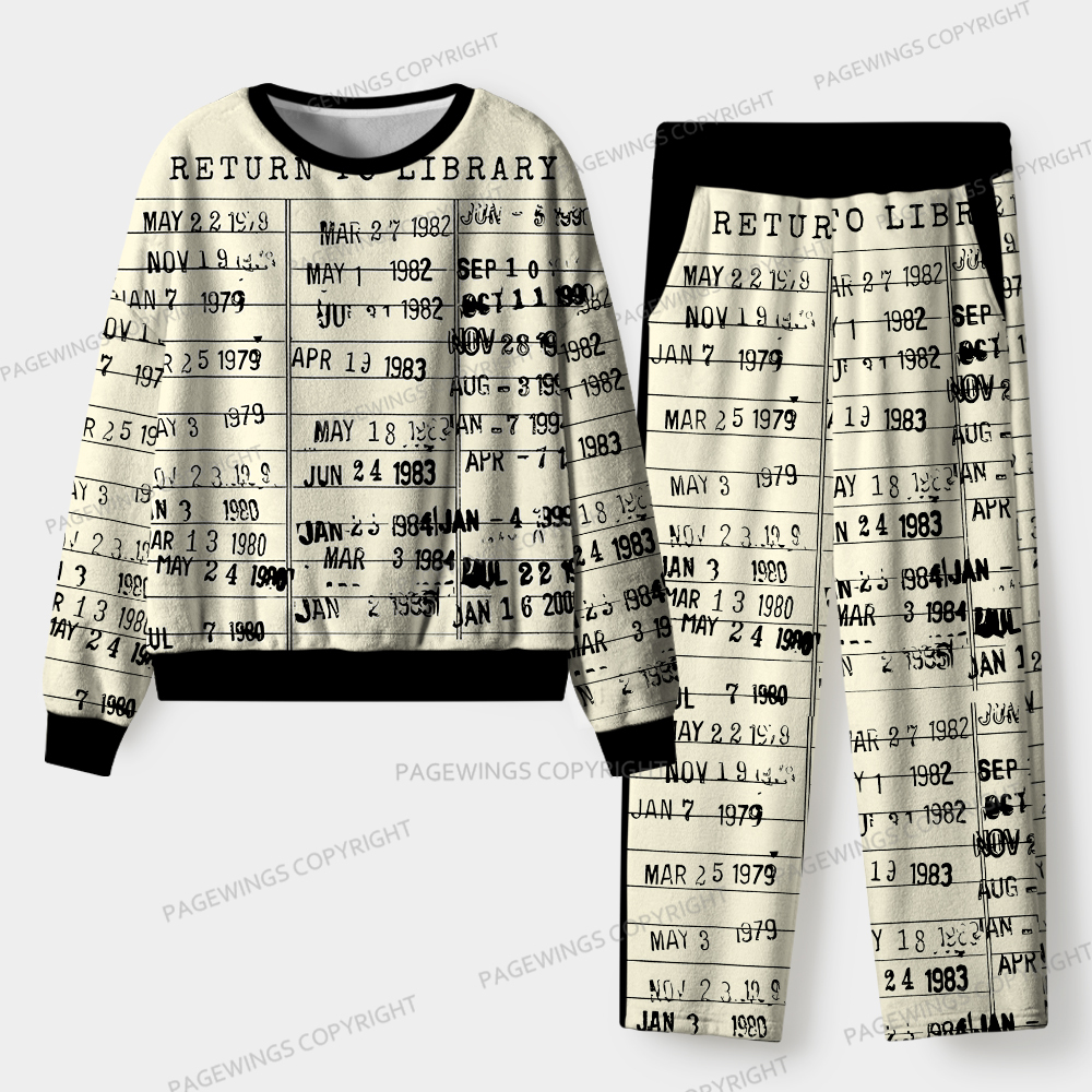 Pagewings Library Card Unisex Flannel Pajama Set