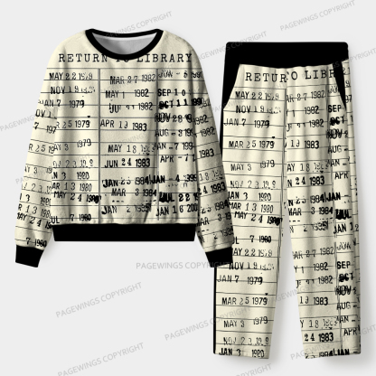 Pagewings Library Card Unisex Flannel Pajama Set