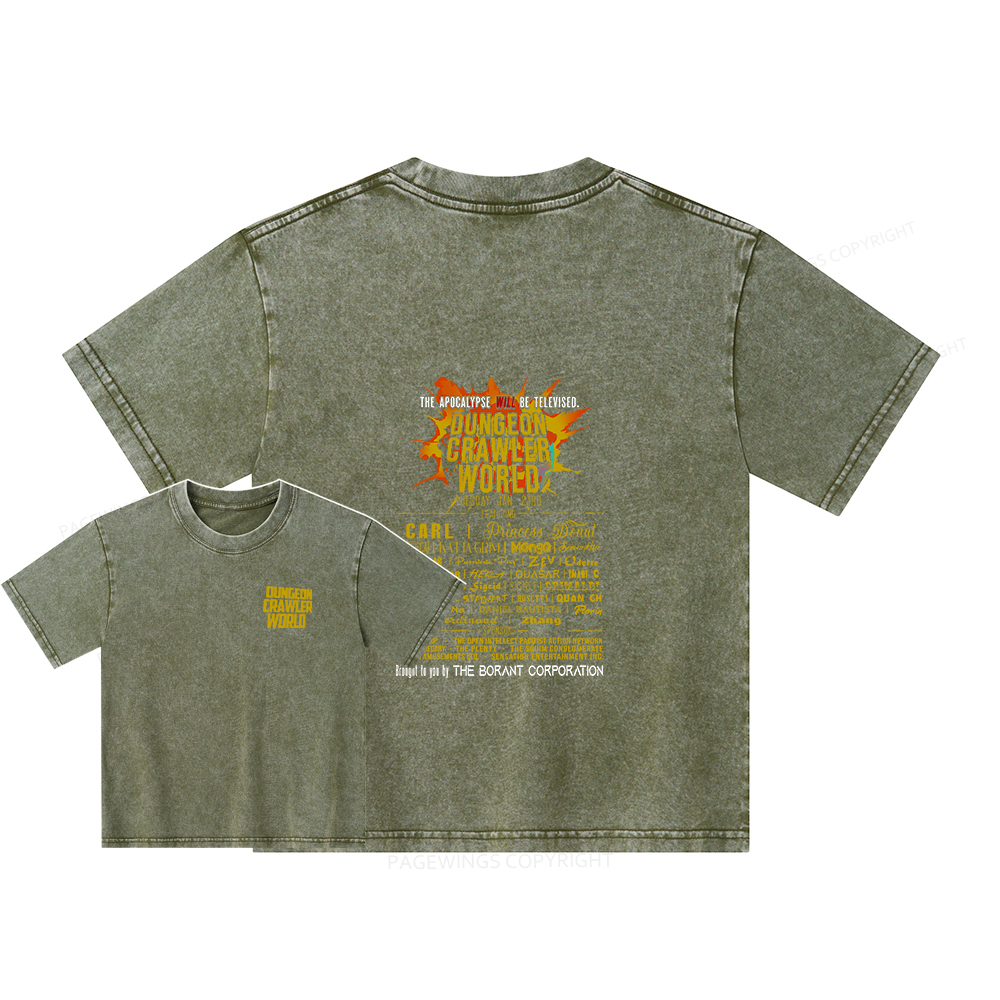 Pagewings Dungeon Crawler World Tour Unisex Kids Washed T-shirt