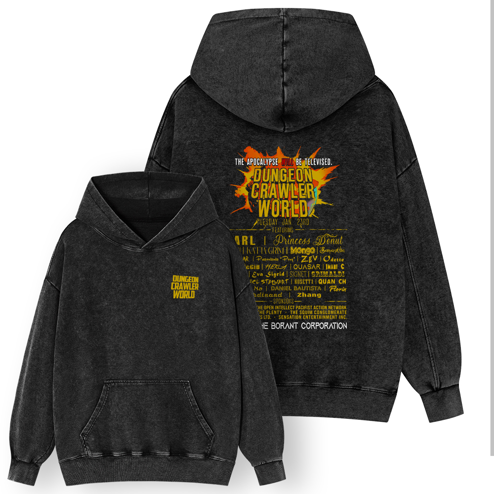 Pagewings Dungeon Crawler World Tour Unisex Washed Hoodie