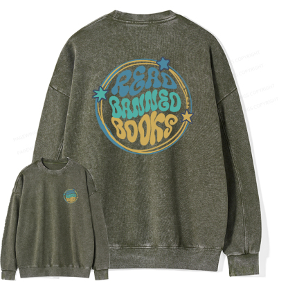 Pagewings Read Banned Books Unisex Washed Sweatshirt