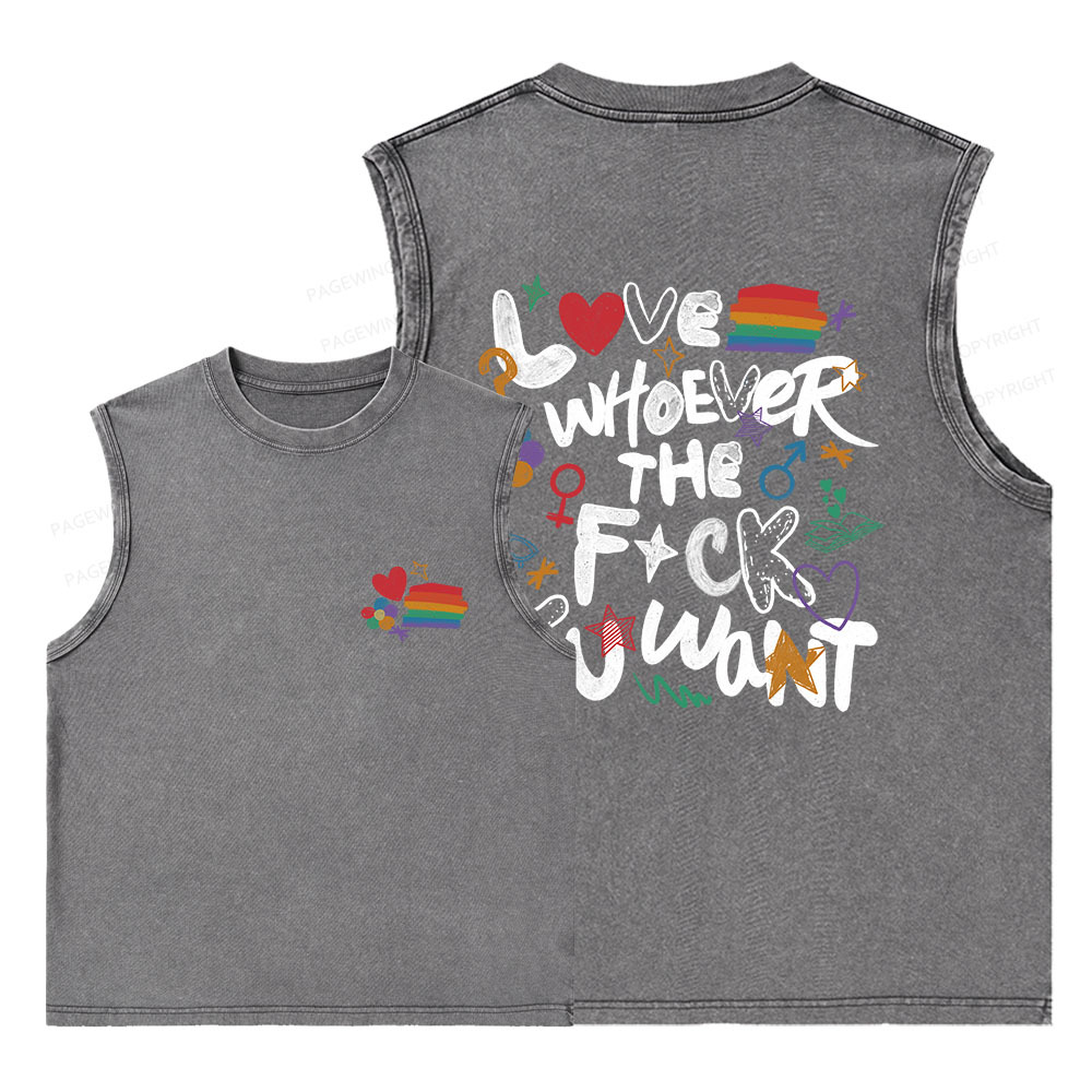 Pagewings Love Whoever The F*ck You Want Unisex Washed Tank Top