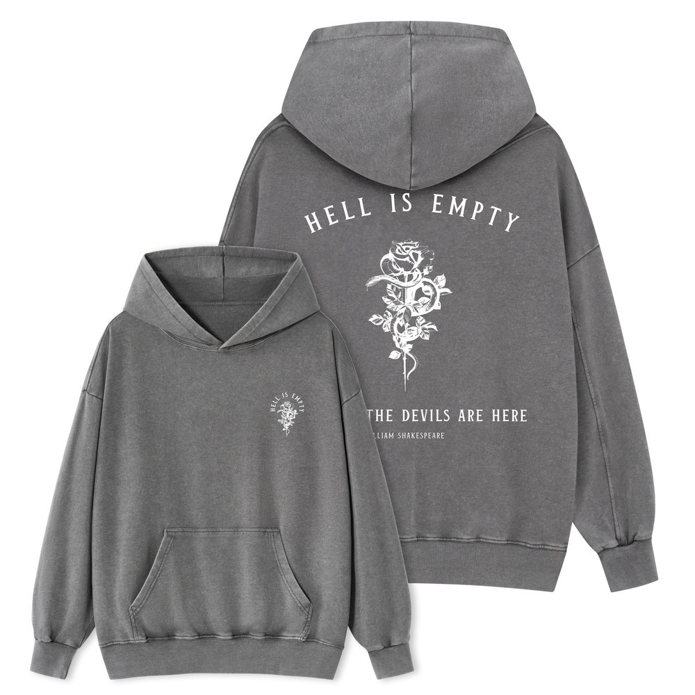 Pagewing Hell Is Empty And All The Devils Are Here Unisex Washed Hoodie