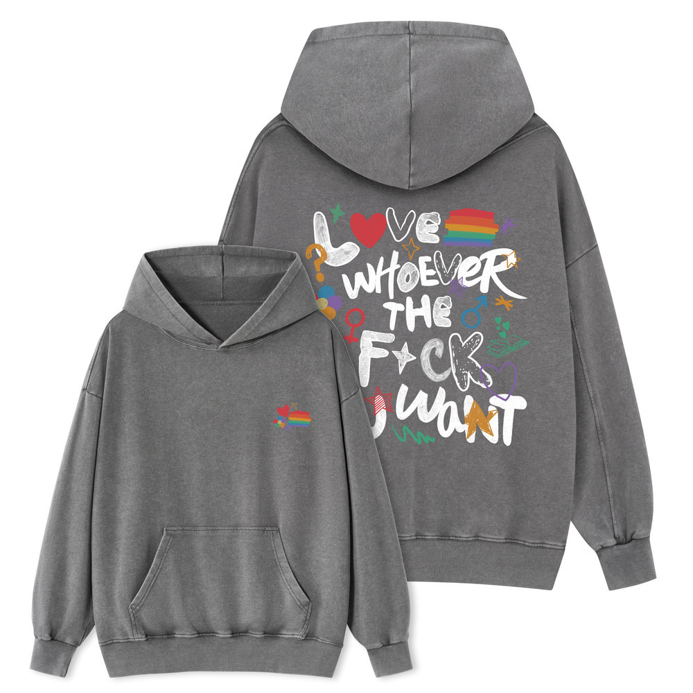 Pagewings Love Whoever The F*ck You Want Unisex Washed Hoodie