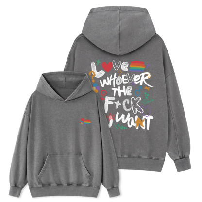Pagewings Love Whoever The F*ck You Want Unisex Washed Hoodie
