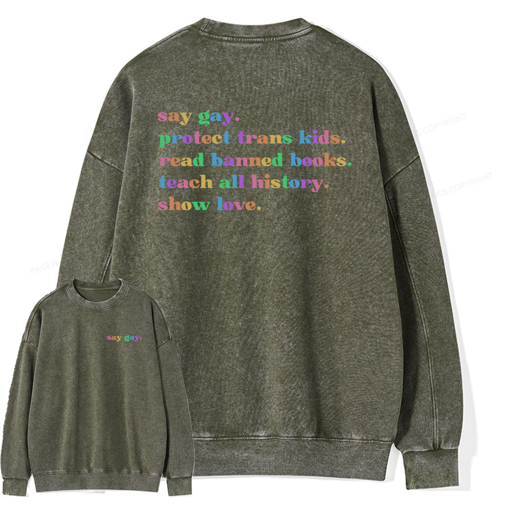 Pagewings Read Banned Books Unisex Washed Sweatshirt