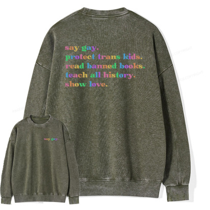 Pagewings Read Banned Books Unisex Washed Sweatshirt