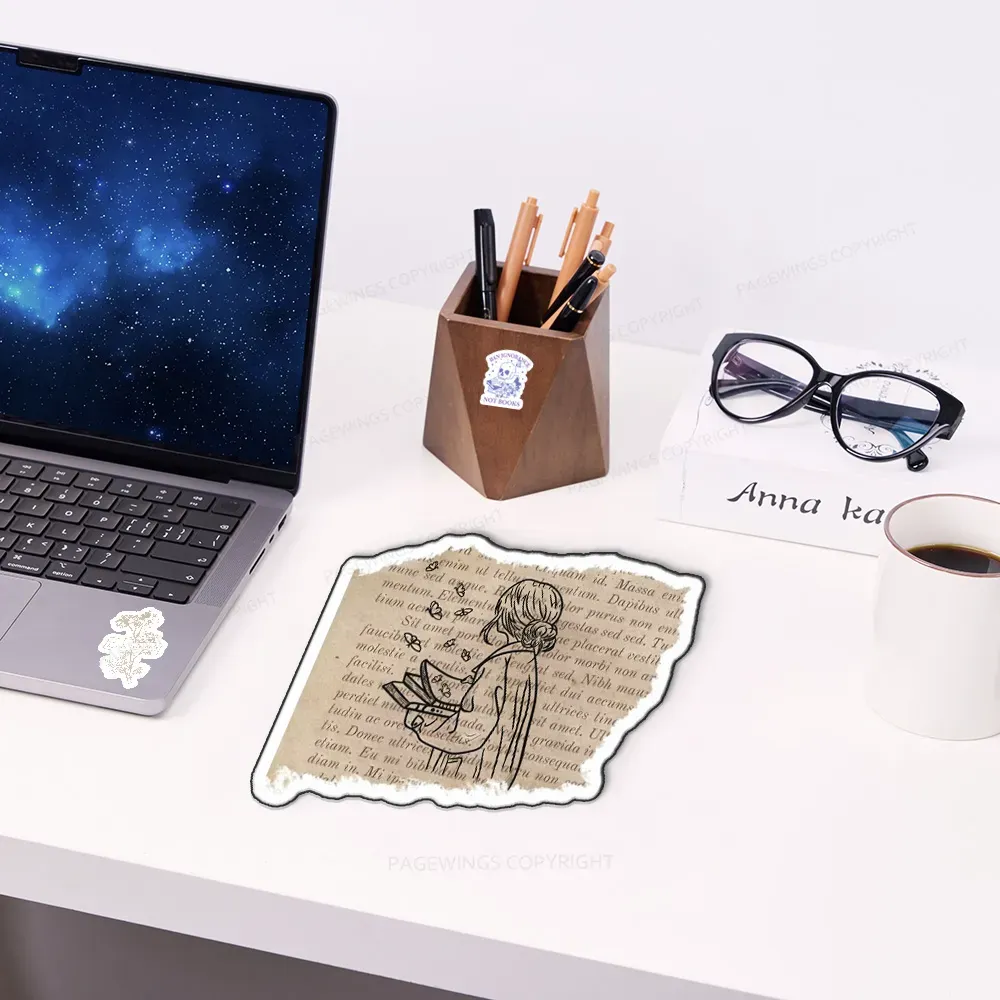 Pagewings Book And Girl Mouse Pad