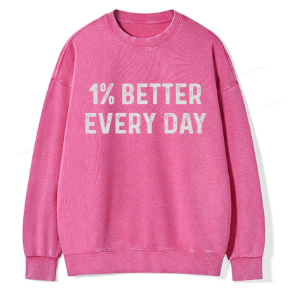 Pagewings 1% Better Every Day Unisex Washed Sweatshirt