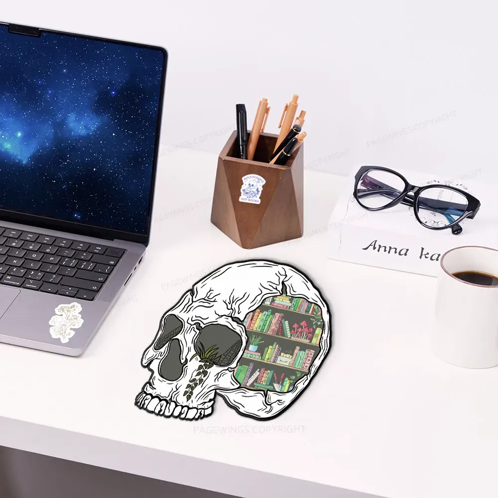 Pagewings Skull Bookshelf Mouse Pad