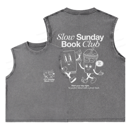 Pagewings Slow Sunday Book Club Unisex Washed Tank Top