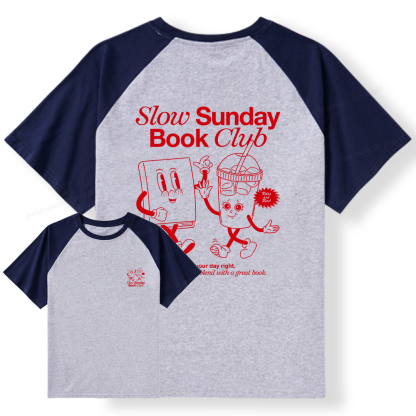 Pagewings Slow Sunday Book Club Raglan T-shirt