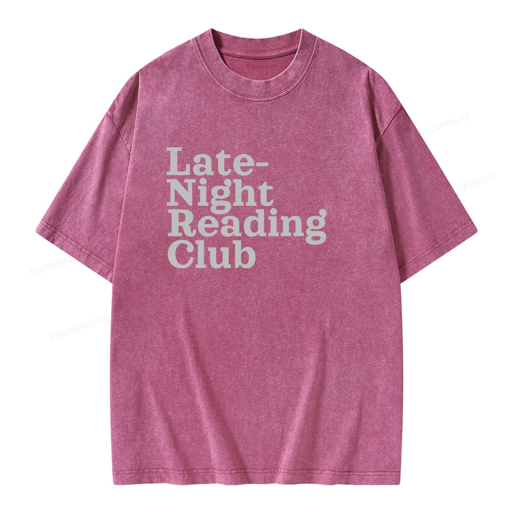 Pagewings Late-Night Reading Club Unisex Washed T-shirt