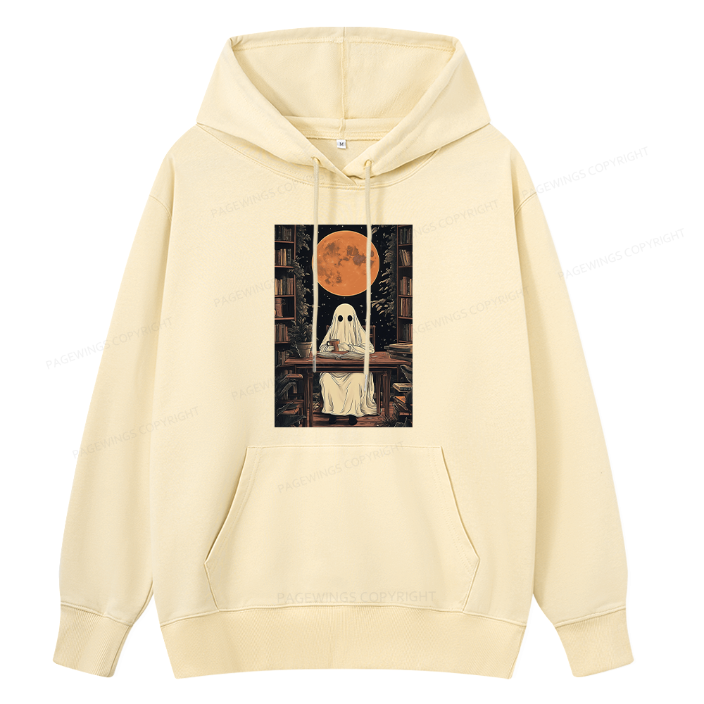 Pagewings Halloween Ghost Books Coffee Unisex Classic Hoodie
