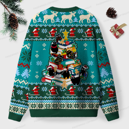 Pagewings Christmas Cat Unisex Ugly Knit Sweatshirt