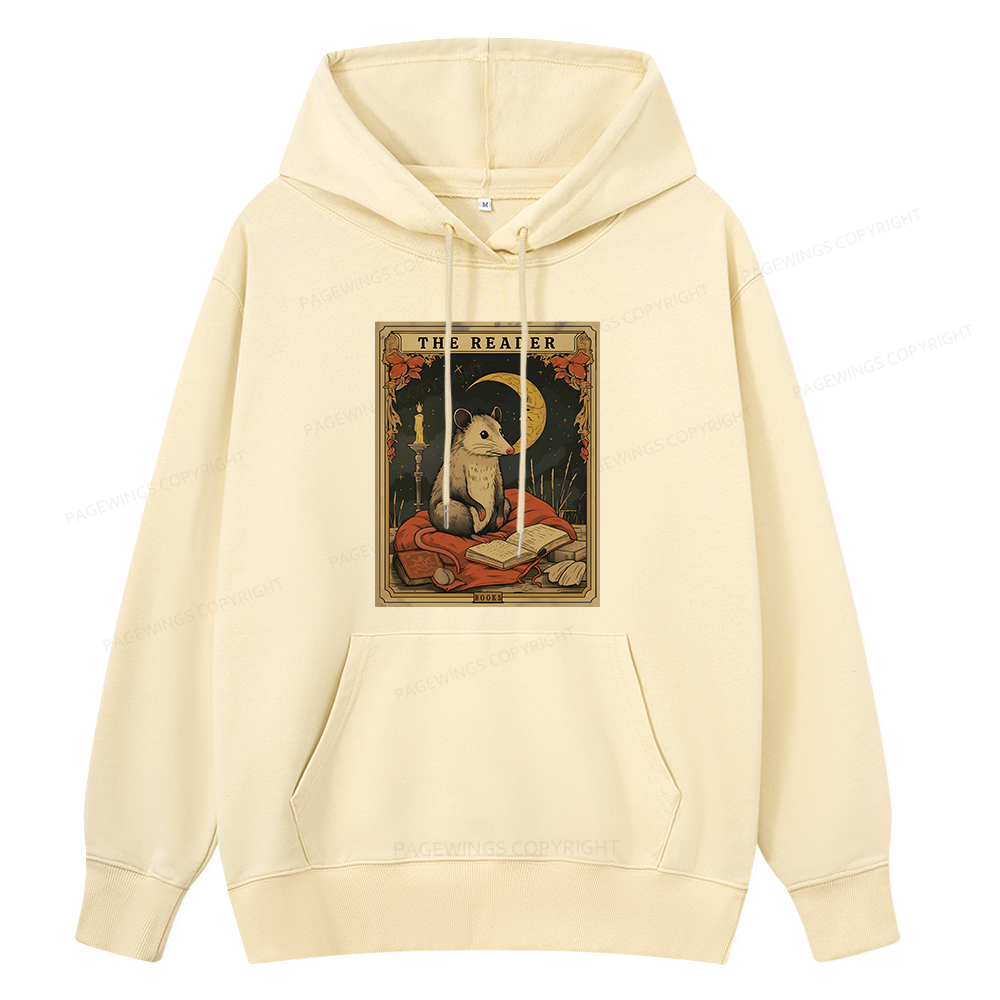 Pagewings The Reader Opossum Tarot Card Unisex Classic Hoodie