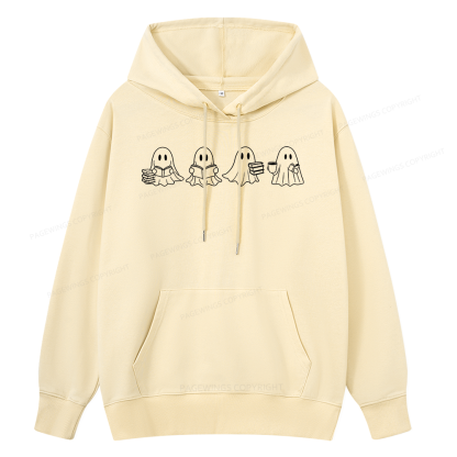 Pagewings Halloween Cute Ghost Reading Books Unisex Classic Hoodie