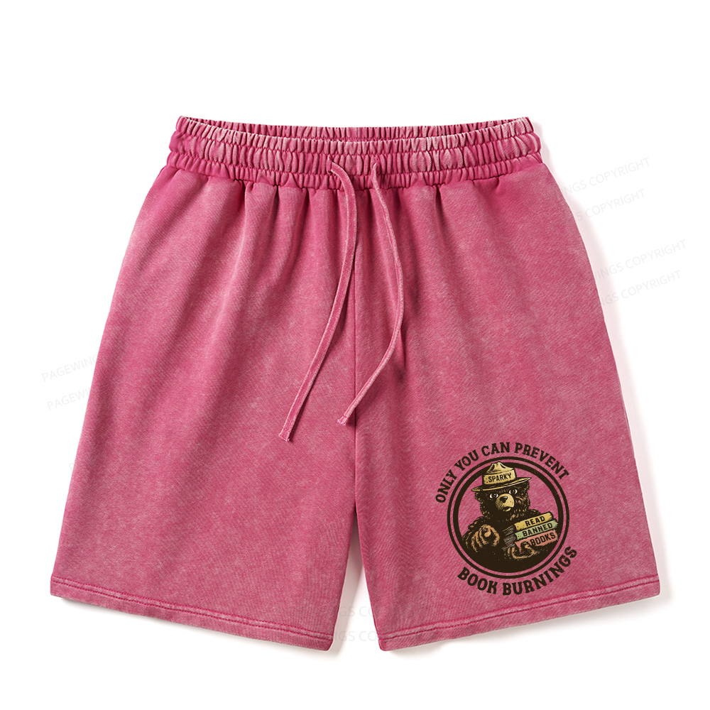 Pagewings Only You Can Prevent Book Burnings Unisex Washed Shorts